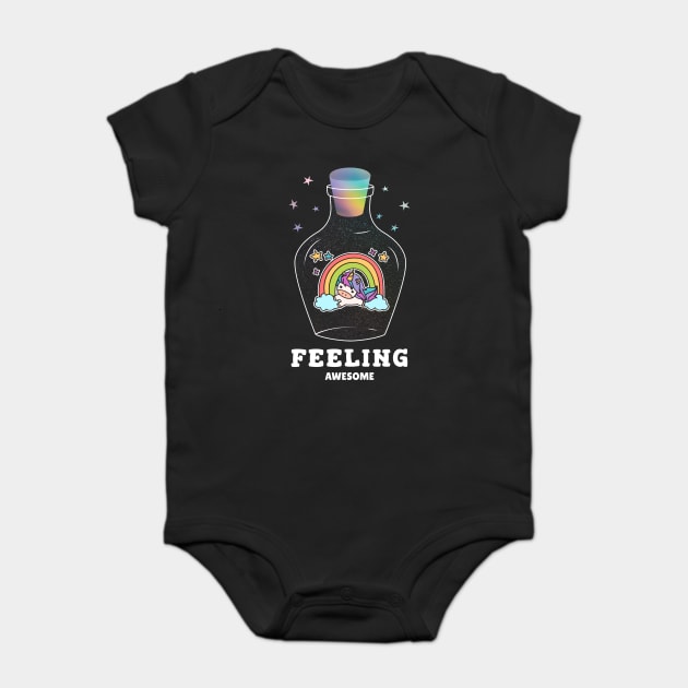 Feeling Awesome Unicorn Baby Bodysuit by Pixel Threads 